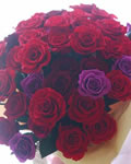 真っ赤なバラ（プリザーブドフラワー）50本の花束