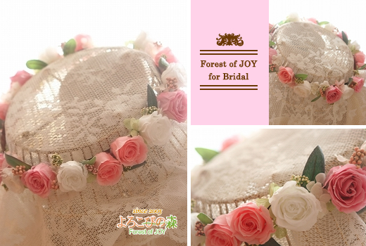 ガーデンウエディングにも・・・。プリザーブドフラワーの花冠　